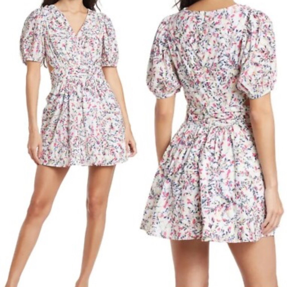 French Connection Multicolor Puff Sleeve Mini Dress